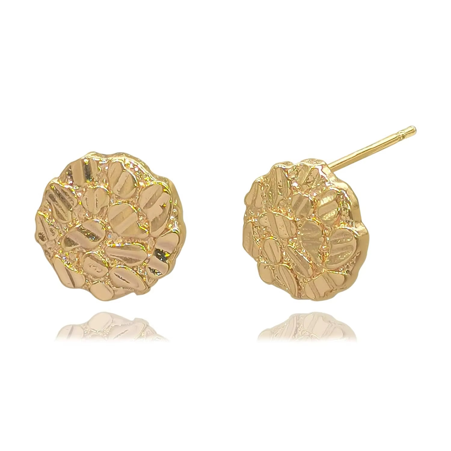 Men's gold nugget earrings with unique and exquisite design elegant round temperament earrings