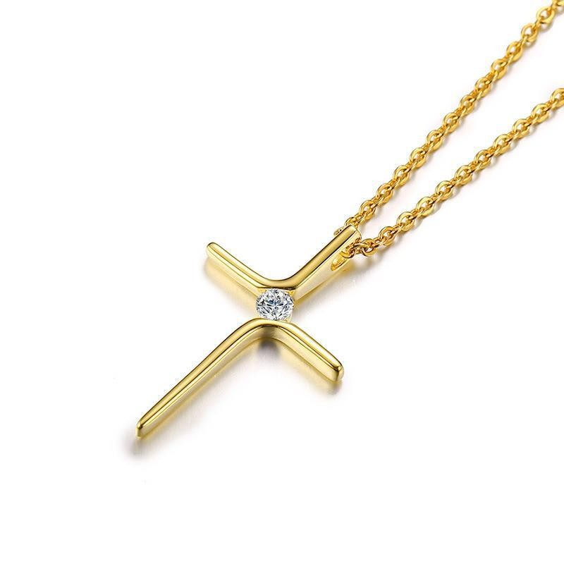 Minimalist Creative Cross Pendant Cross Necklace 18K Gold Plated Stainless Steel Jewelry for Women Wholesale OEM