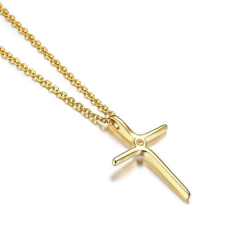 Minimalist Creative Cross Pendant Cross Necklace 18K Gold Plated Stainless Steel Jewelry for Women Wholesale OEM