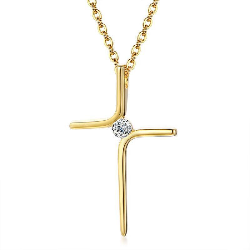 Minimalist Creative Cross Pendant Cross Necklace 18K Gold Plated Stainless Steel Jewelry for Women Wholesale OEM