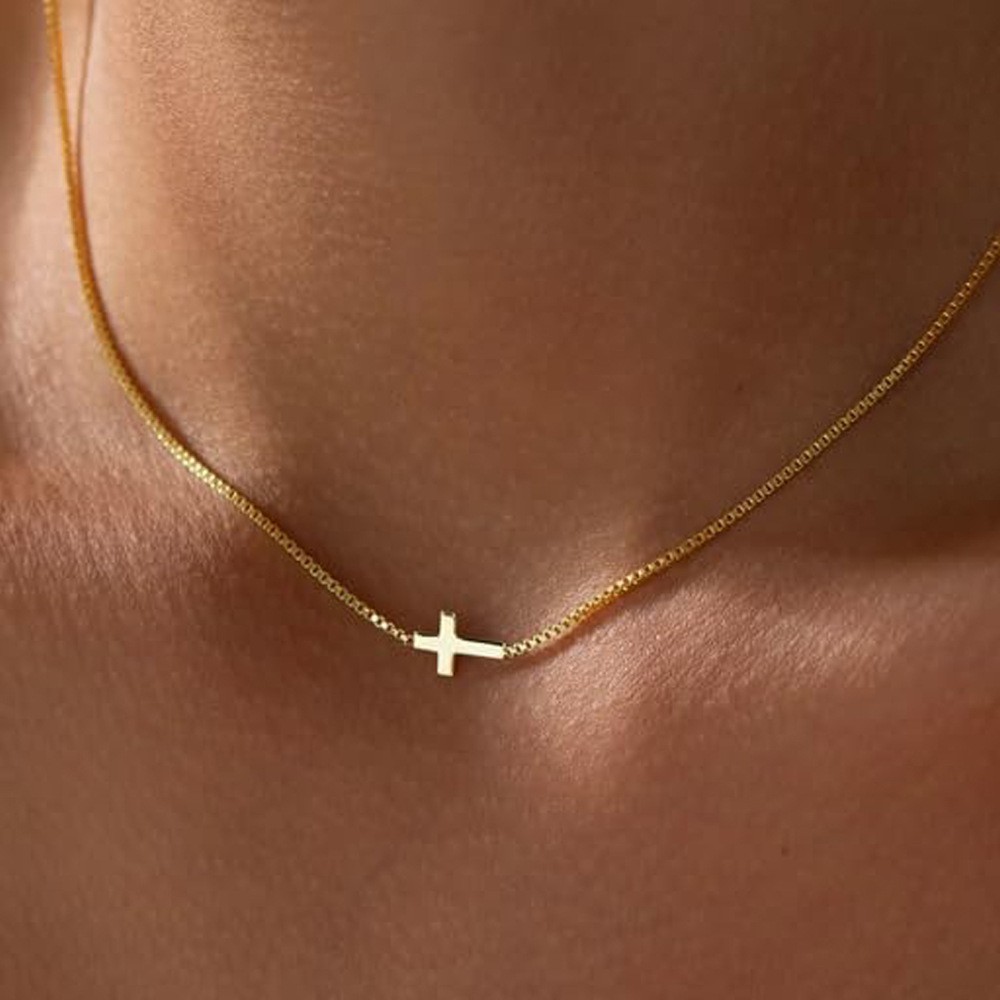 Minimalist Cross Necklace Premium Feel stainless steel Dainty Gold Pendant Chain for Women cross jewelry