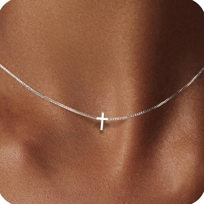 Minimalist Cross Necklace Premium Feel stainless steel Dainty Gold Pendant Chain for Women cross jewelry