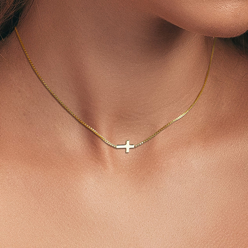 Minimalist Cross Necklace Premium Feel stainless steel Dainty Gold Pendant Chain for Women cross jewelry