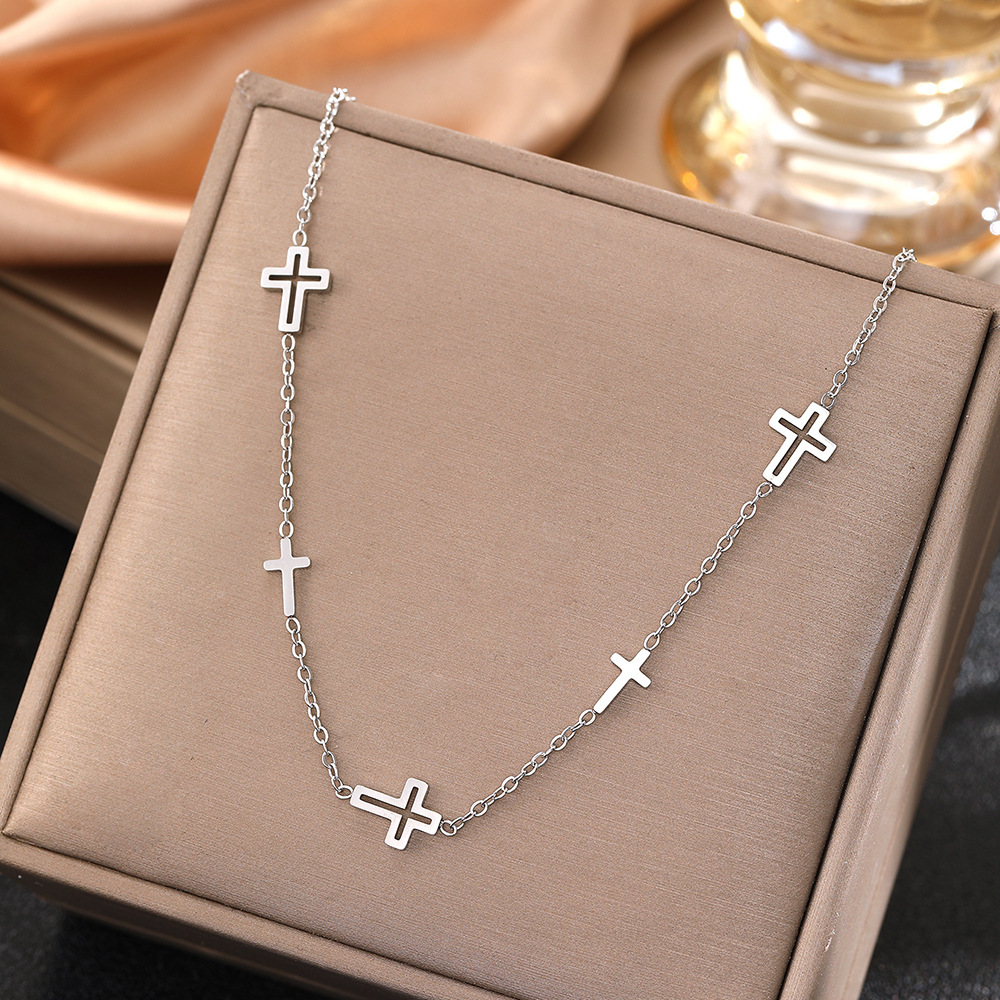 Minimalist Cross stainless steel cross jewelry necklace, Waterproof Gold Silver Pendant Chain for Women