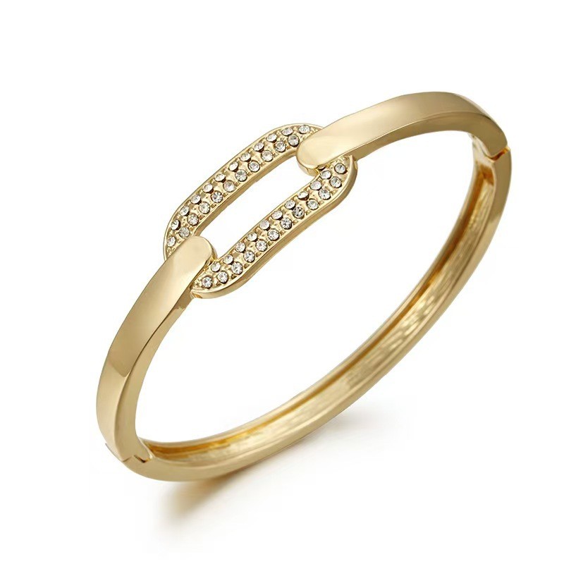 Minimalist Mobius Twist Open Bangle Bracelet for Women – Gold Tone Irregular Hollow Cuff Bracelet