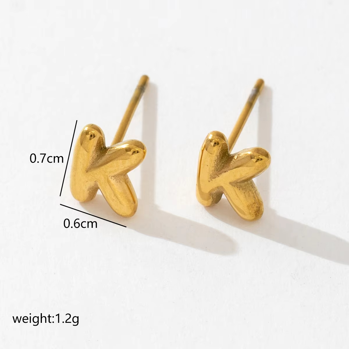 Minimalist Small Letter Stainless Steel Stud Earrings for Women Hypoallergenic 18K Gold Plated Letter K Earrings Jewelry