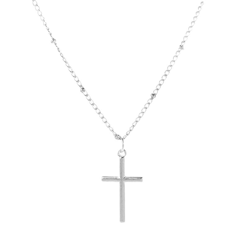 Minimalist Versatile Cross Titanium Steel Necklace, Stainless Steel Pendant Chain Jewelry for Women Daily Wear