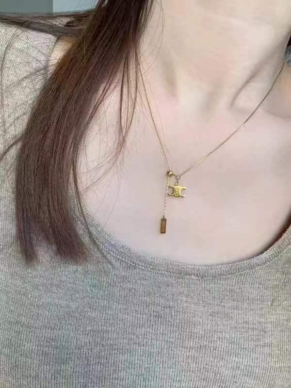 Moon & Bar Pendant Necklace - Trendy Gold Layered Charm Jewelry