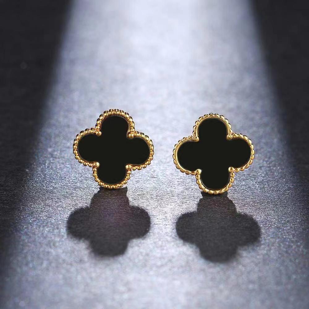 Mother-of-Pearl Clover Earrings – Ryuk & Kakyoin Inspired Studs for Sensitive Ears