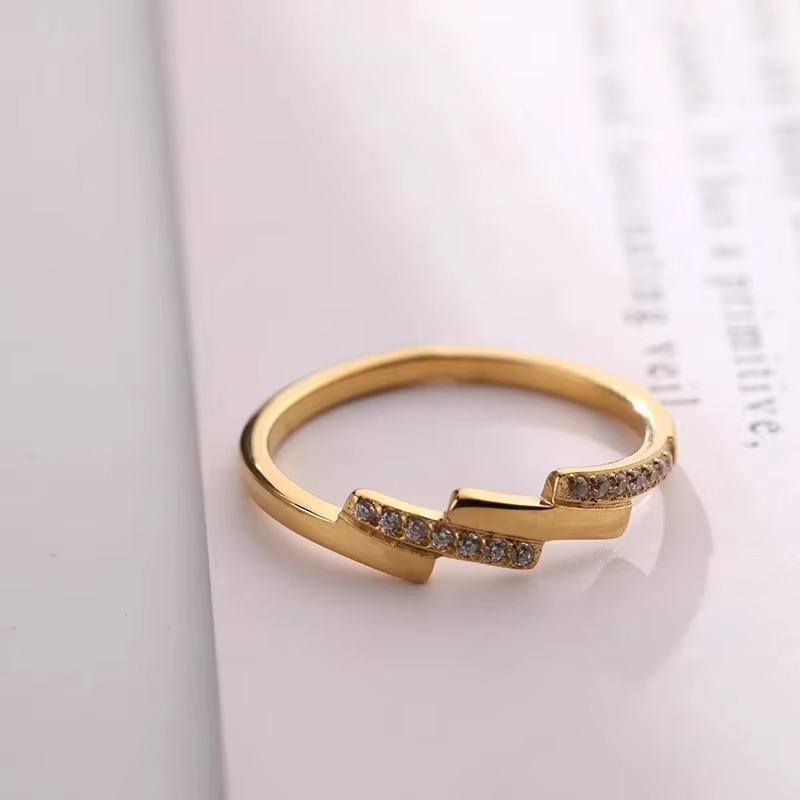 Multi-Layer Zircon Ring – 18K Gold Plated Stainless Steel Waterproof Stacking Ring for Women