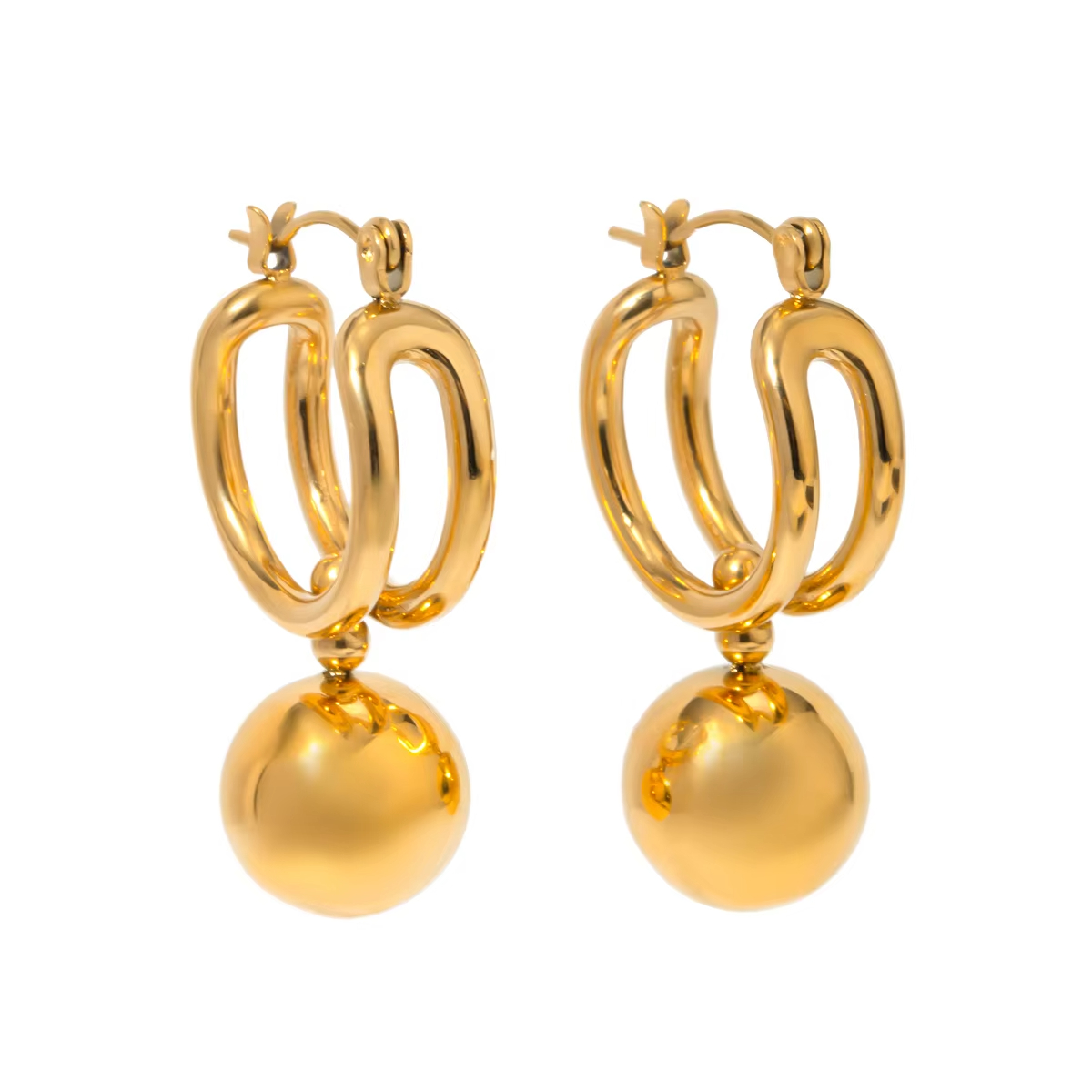 NEW Arrived Women Earrings 18k Gold Plated Stainless Steel C Shape Huggie Hoop Earrings Fashion Jewelry