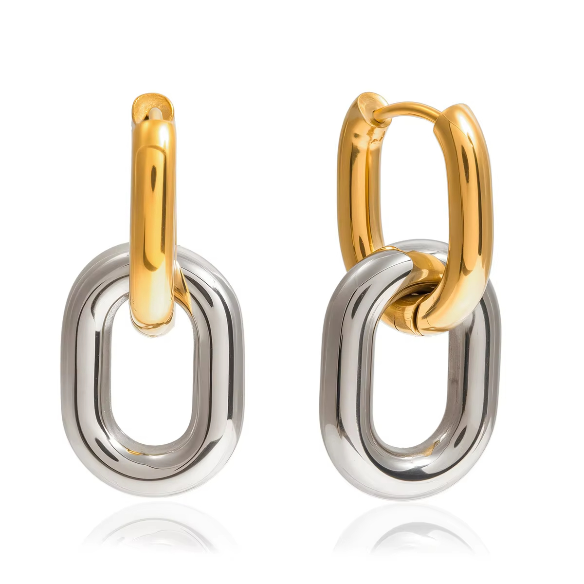 NEW GYPSY DOUBLE CIRCLE MIRROR MIXED EARRINGS Winter INS 18k Gold Plated Hypoallergenic Stainless Steel Lady Jewelry