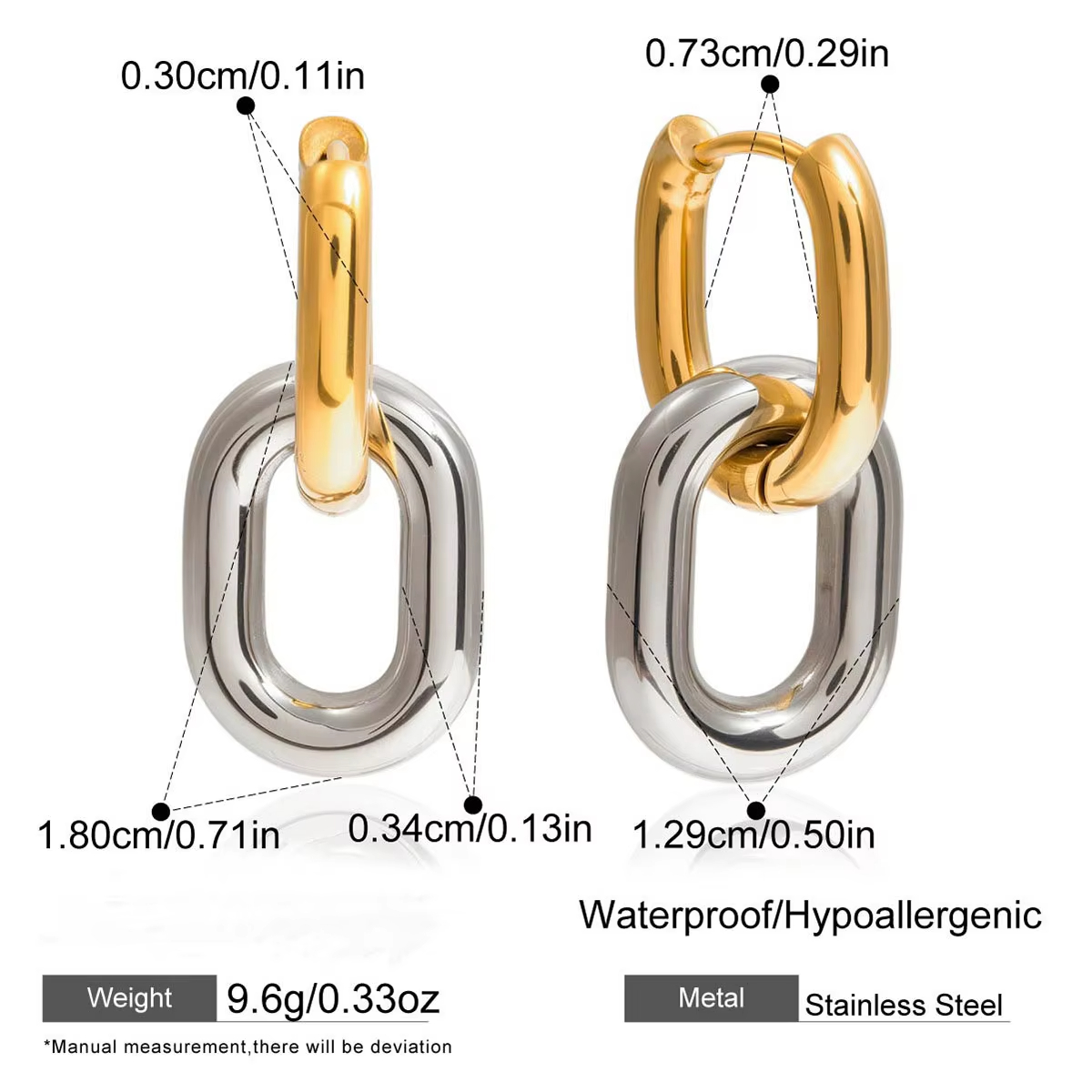 NEW GYPSY DOUBLE CIRCLE MIRROR MIXED EARRINGS Winter INS 18k Gold Plated Hypoallergenic Stainless Steel Lady Jewelry