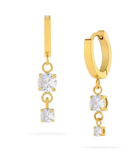 New Arrival 18K Gold Plated Stainless Steel Drop Earrings for Women Trendy Fashion Geometric Zircon Dangle Jewelry Sets