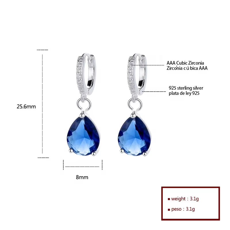 New Arrival Factory Direct Cheap Price Vintage Sterling Silver 925 Jewelry Water Drop Earrings