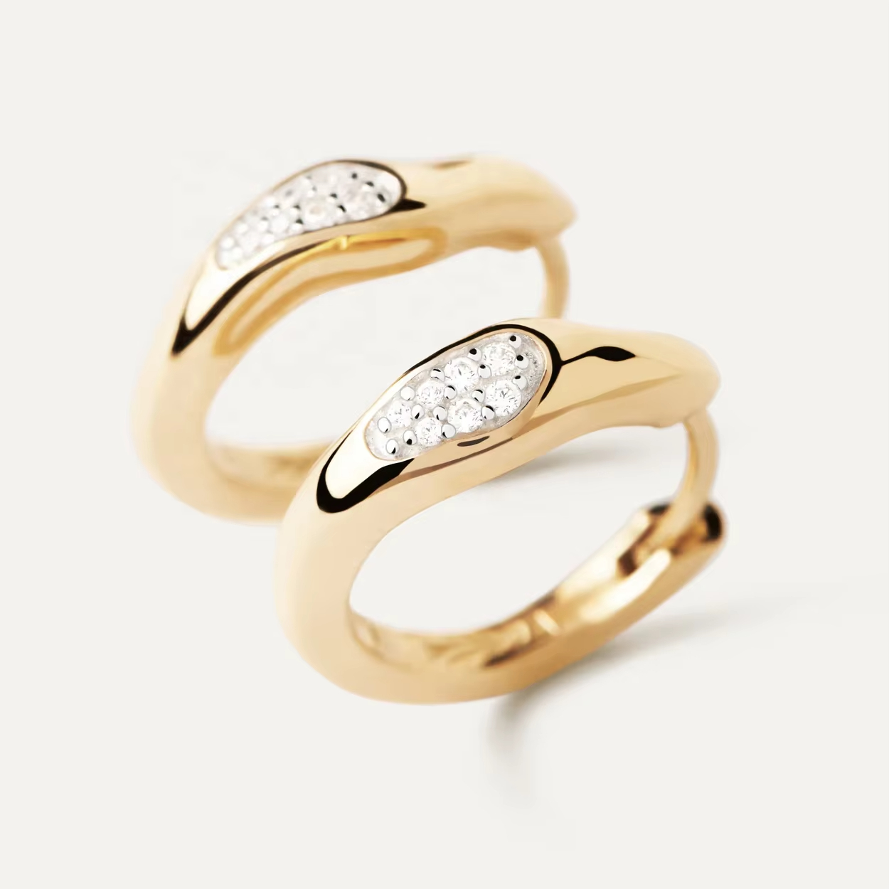 New Arrival Jewellery for women Custom Pave Zirconia Geometric Huggie Hoop Earring