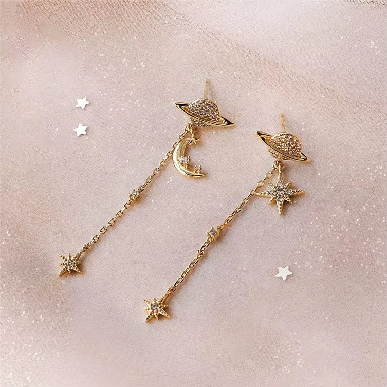 New Arrivals 925 Silver Drops Stars Crystal Moon Pendants Earing Sets