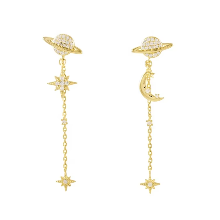 New Arrivals 925 Silver Drops Stars Crystal Moon Pendants Earing Sets