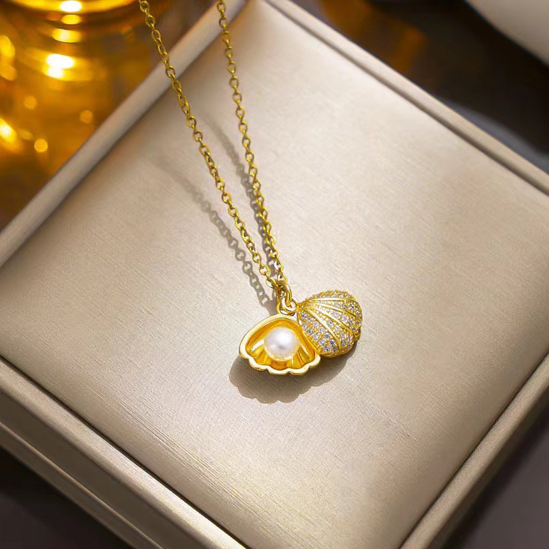 New Design 14K Gold Gold Filled Link Chain Necklace Freshwater Pearl Heart Gold Bead Fine Jewelry Elegant and Charming Gift