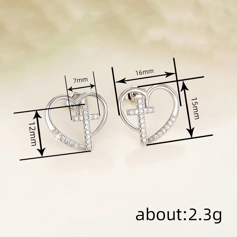 New Earrings for Women with Irregular Heart-shaped Design, Cross Shaped Jewelry, Fashionable and Luxurious Style Earrings