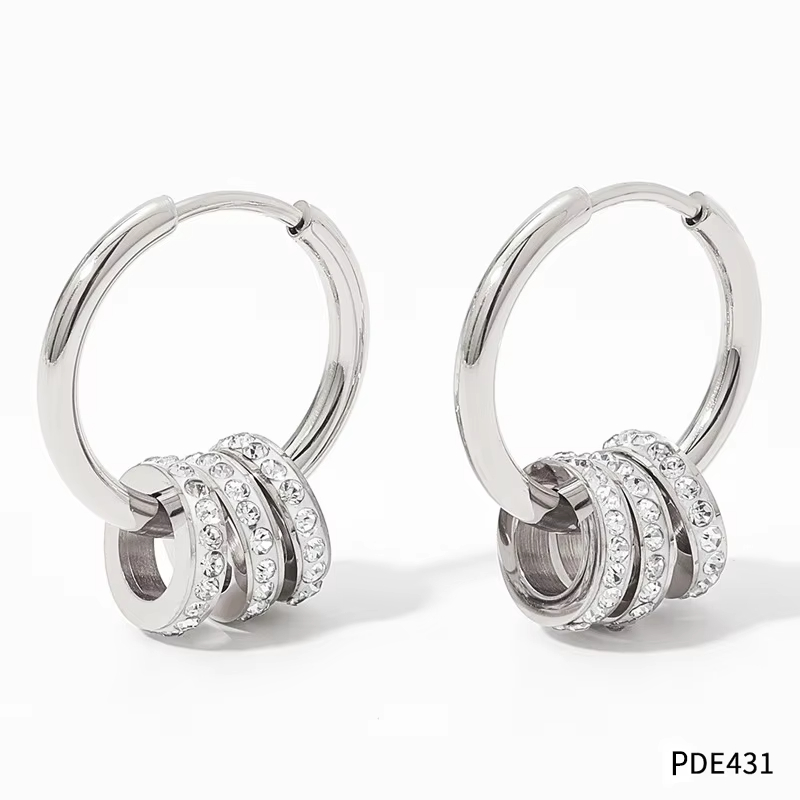 New Fashion Exquisite Zircon Small Circle Drop Earrings Women with 18k Gold Plated
