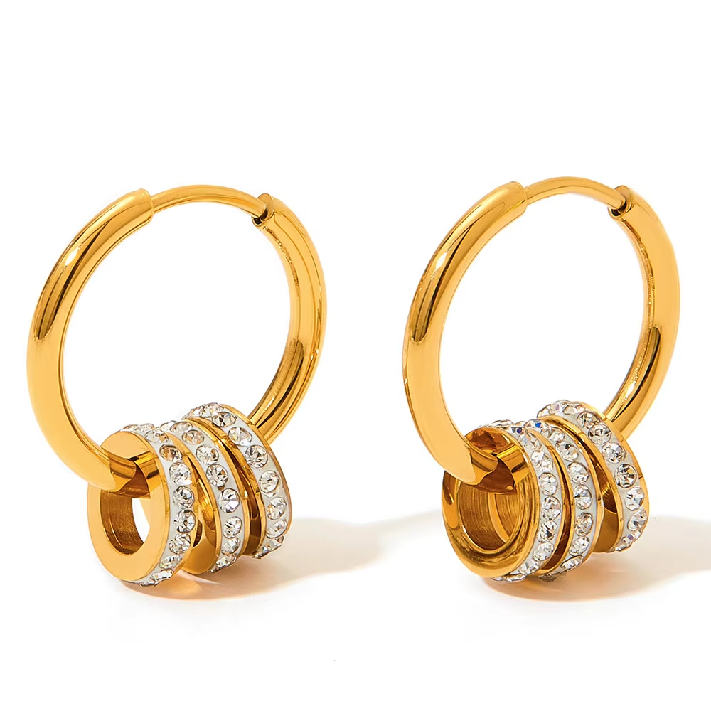 New Fashion Exquisite Zircon Small Circle Drop Earrings Women with 18k Gold Plated