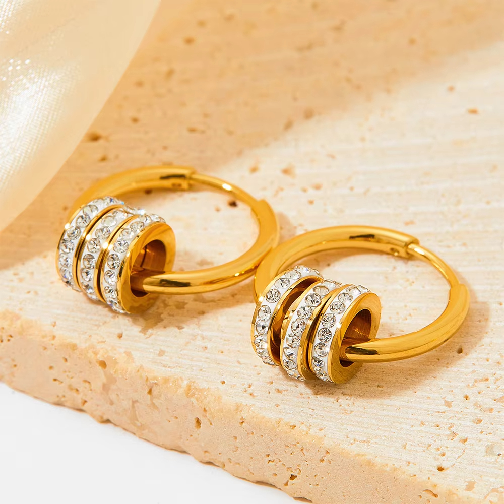 New Fashion Exquisite Zircon Small Circle Drop Earrings Women with 18k Gold Plated