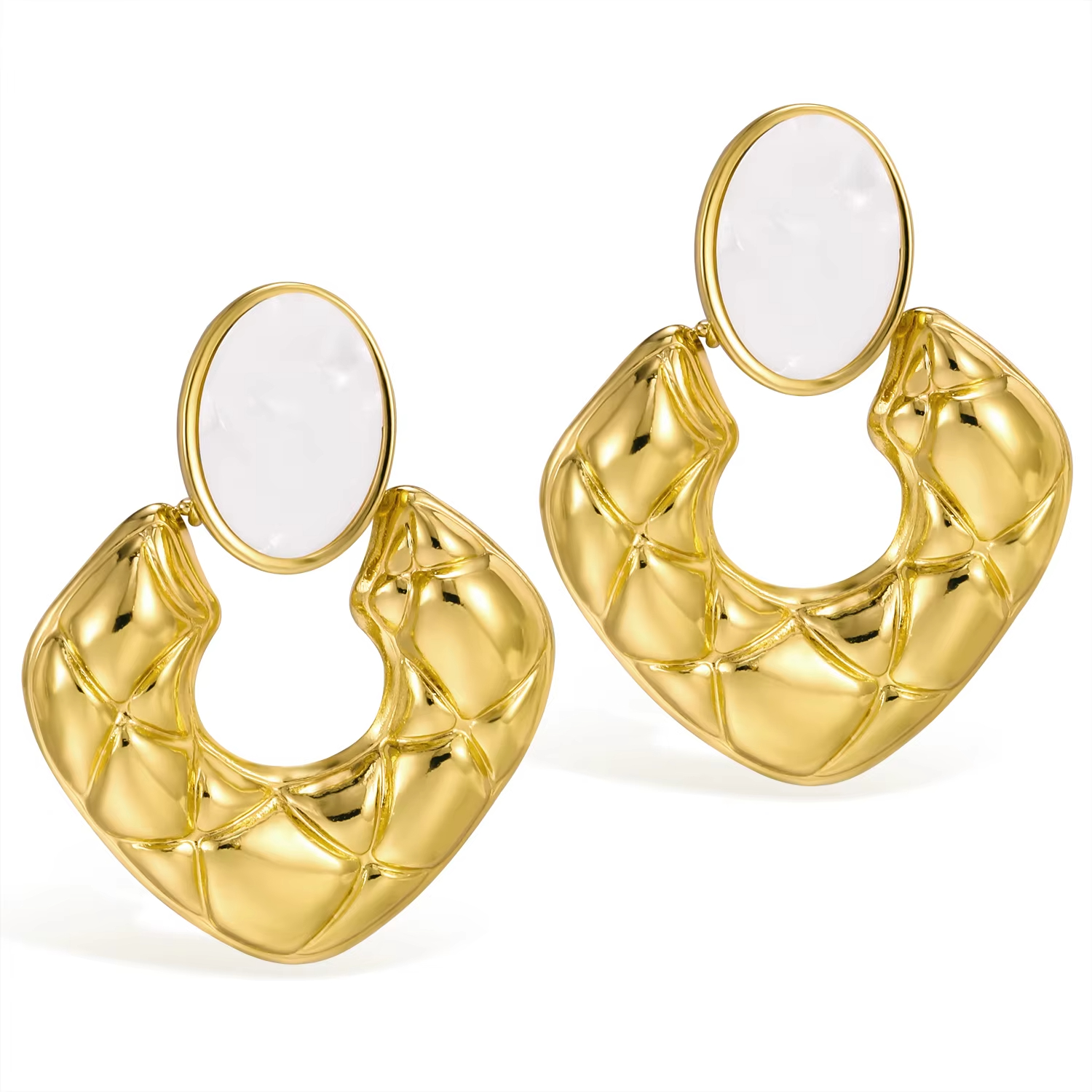 New Fashion Jewelry Exaggerated Earrings Women Wholesale Gold Plated Stainless Steel Hypoallergenic C Shaped Earrings