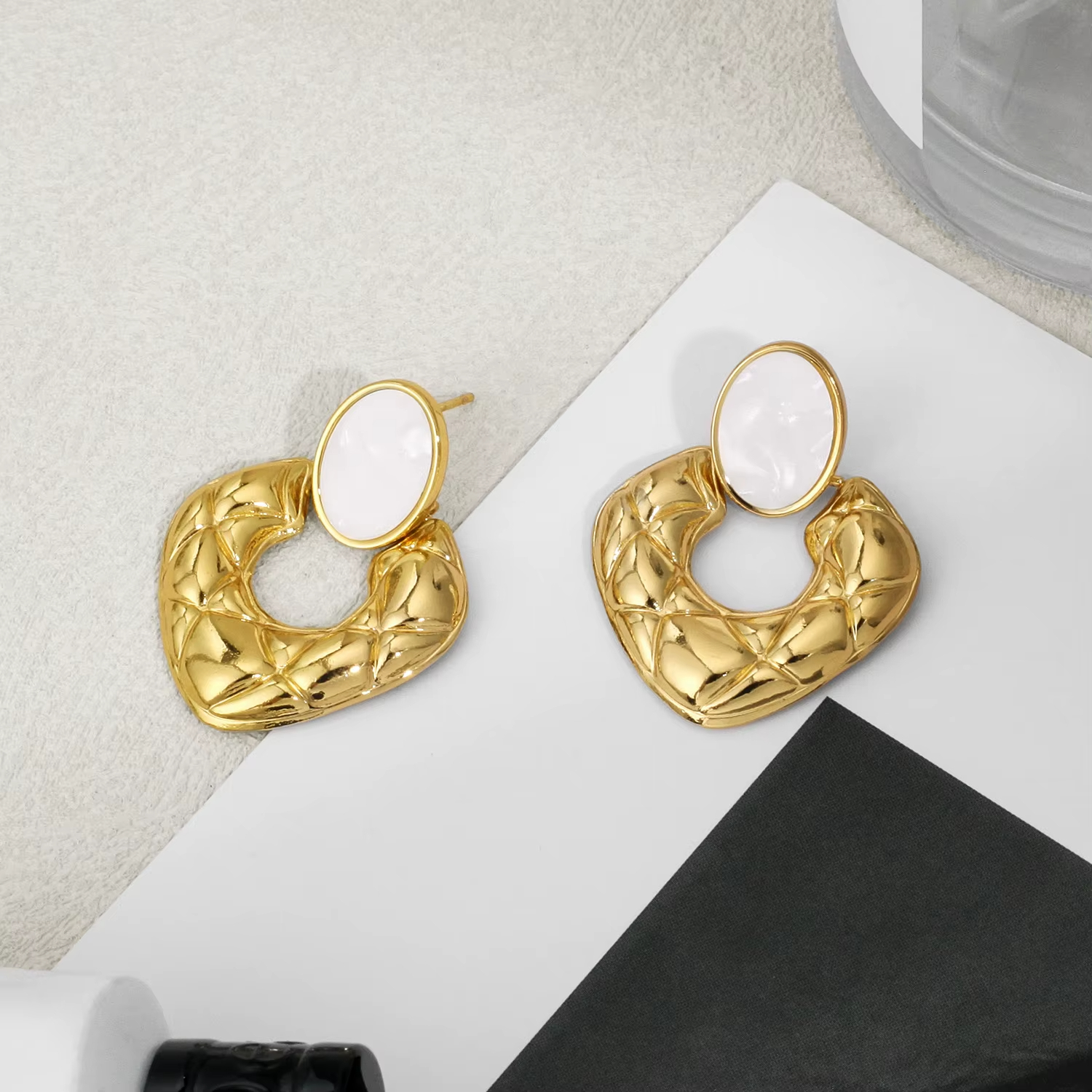 New Fashion Jewelry Exaggerated Earrings Women Wholesale Gold Plated Stainless Steel Hypoallergenic C Shaped Earrings