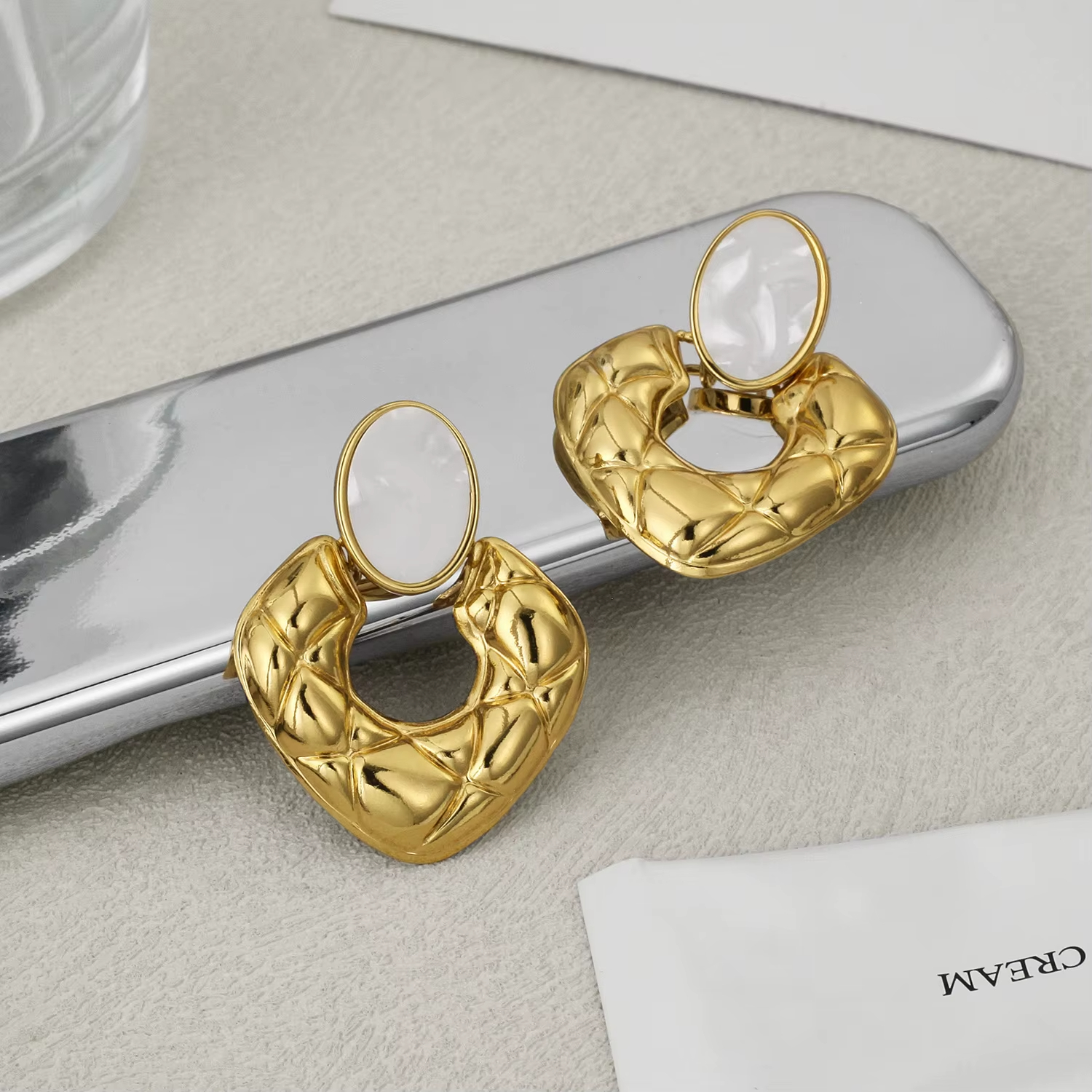 New Fashion Jewelry Exaggerated Earrings Women Wholesale Gold Plated Stainless Steel Hypoallergenic C Shaped Earrings