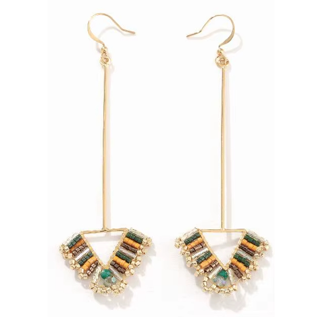 New Fashionable 18K Gold-plated Pendant Earrings Handmade Miyuki Factory Wholesale Customization