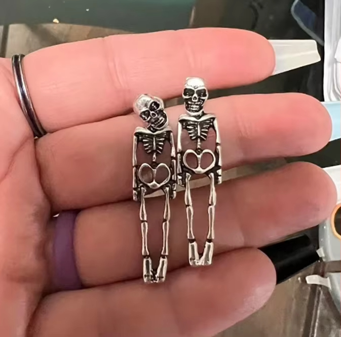New Halloween Skull Skeleton Removable Stud Earrings Ghost Couple Human Body Earring