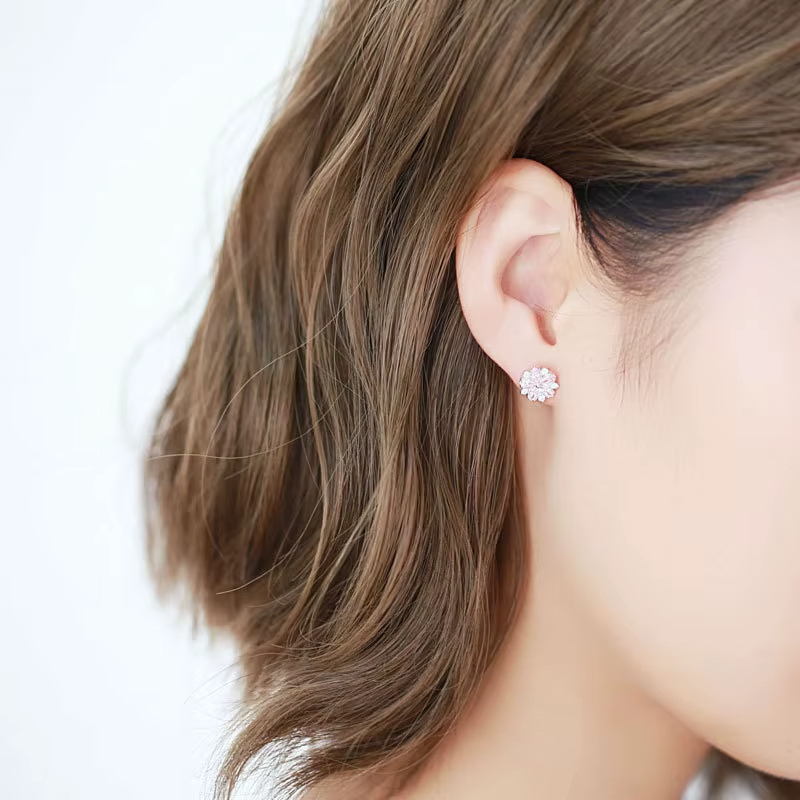 New Hot Fashion 925 Sterling Silver Crystal Flower Earring for Women Fashion Jewelry