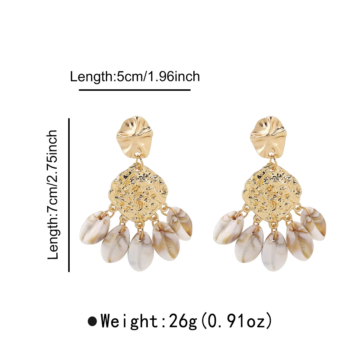 New Ins Style Earrings Retro Alloy Pearl Shell Multi-layer Tassel Earrings Women's Earrings
