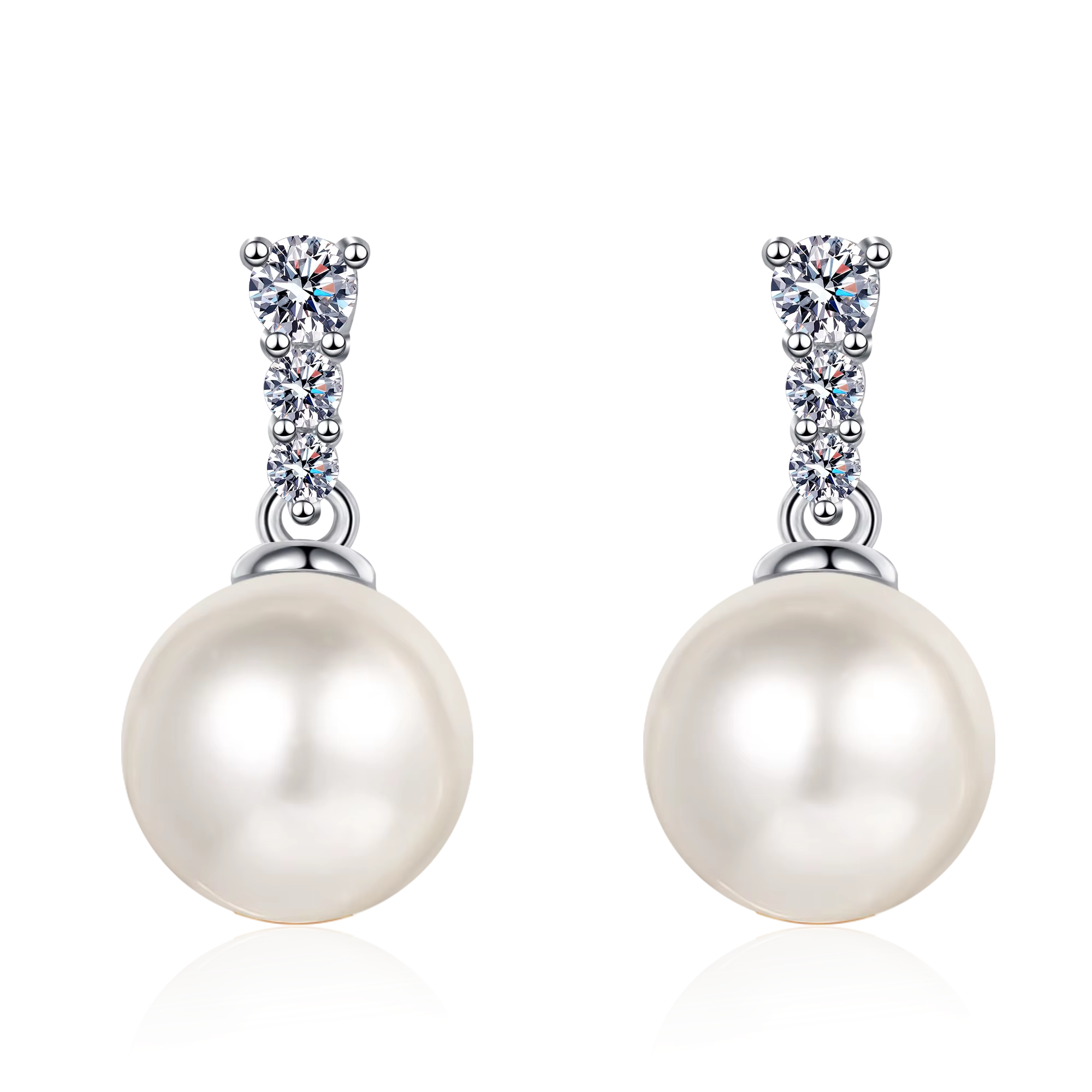 New Light Luxury Women's Design Versatile Pearl Earrings S925 Silver Needle Moissanite Decoration Earrings