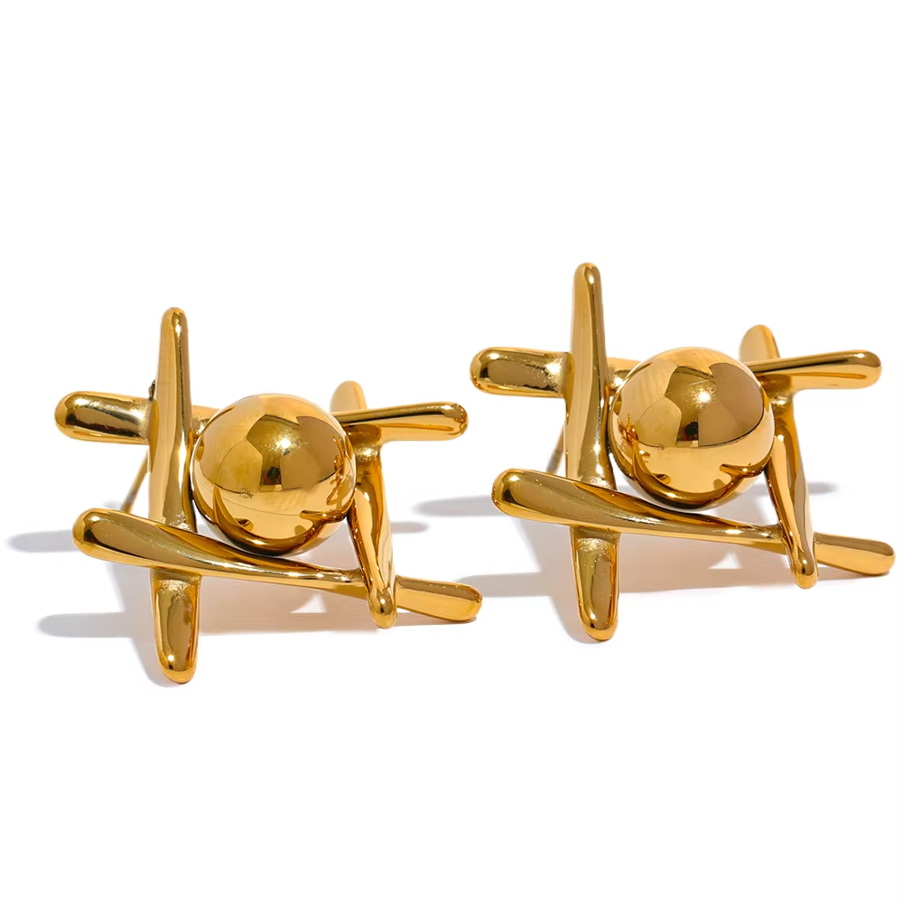 New Stainless Steel Geometric Stud Earrings Waterproof Charm Metal Titanium Stylish Jewelry