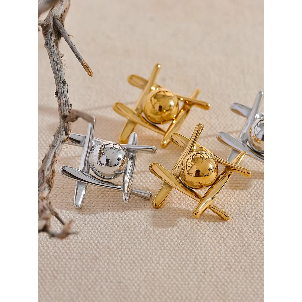 New Stainless Steel Geometric Stud Earrings Waterproof Charm Metal Titanium Stylish Jewelry