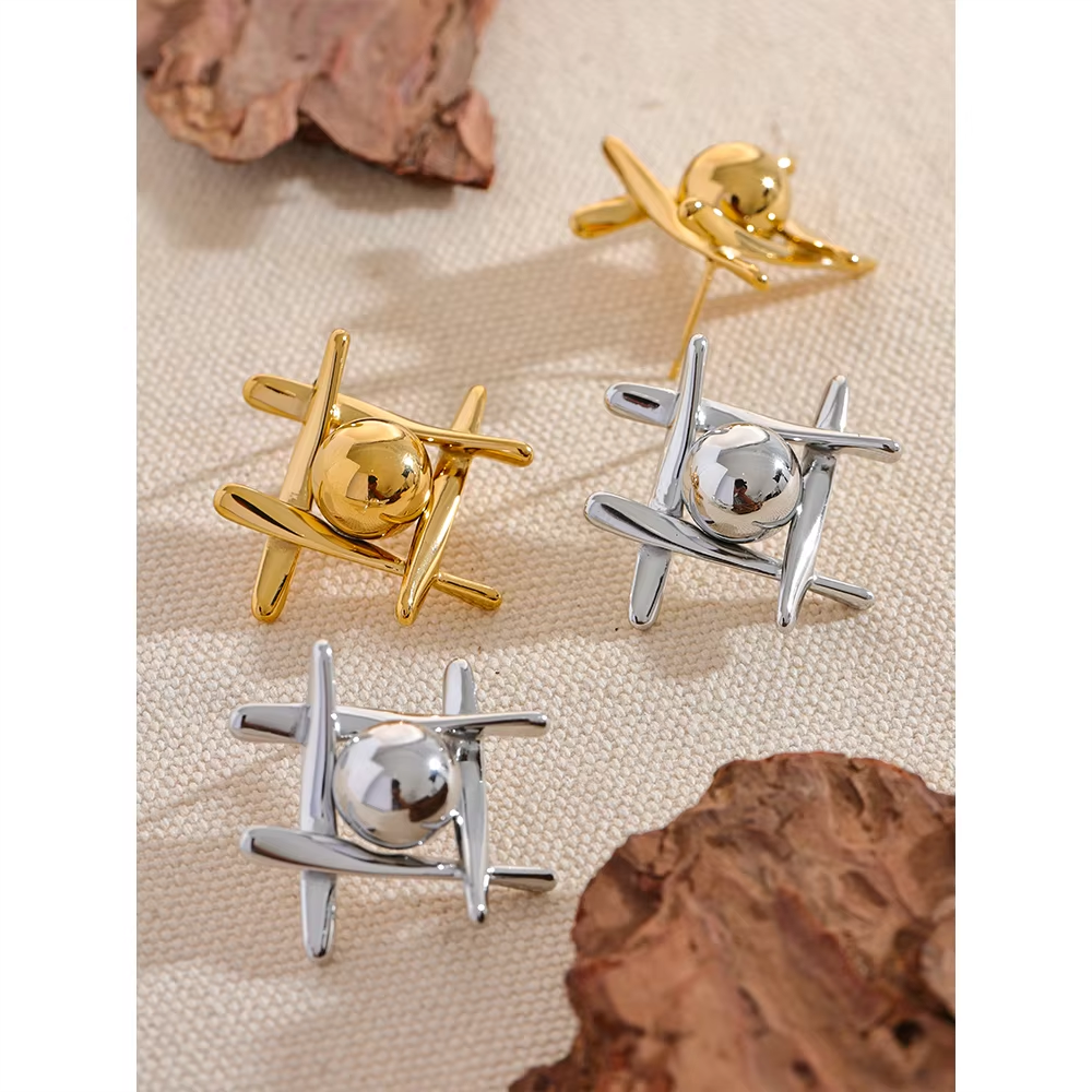 New Stainless Steel Geometric Stud Earrings Waterproof Charm Metal Titanium Stylish Jewelry