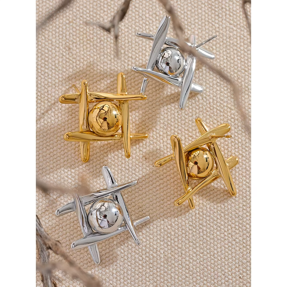 New Stainless Steel Geometric Stud Earrings Waterproof Charm Metal Titanium Stylish Jewelry