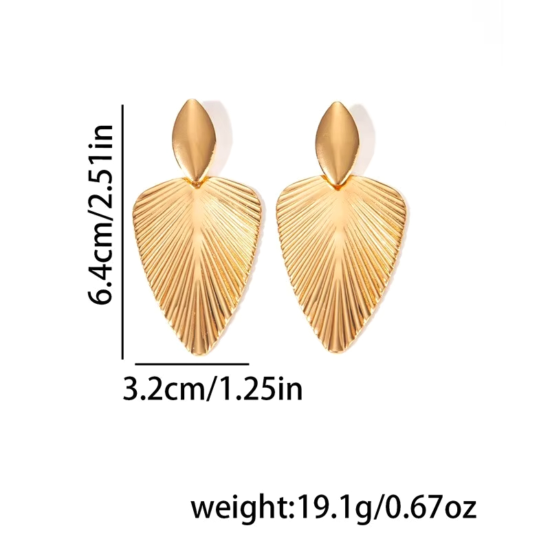 New Trendy Stainless Steel Exaggerated Fashion Creative Leaf Long Drop Earrings for Women