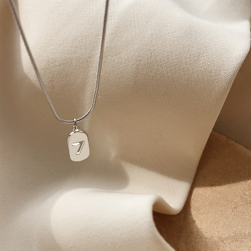 Titanium Steel Number 7 Pendant Necklace – Minimalist Lucky Number Jewelry