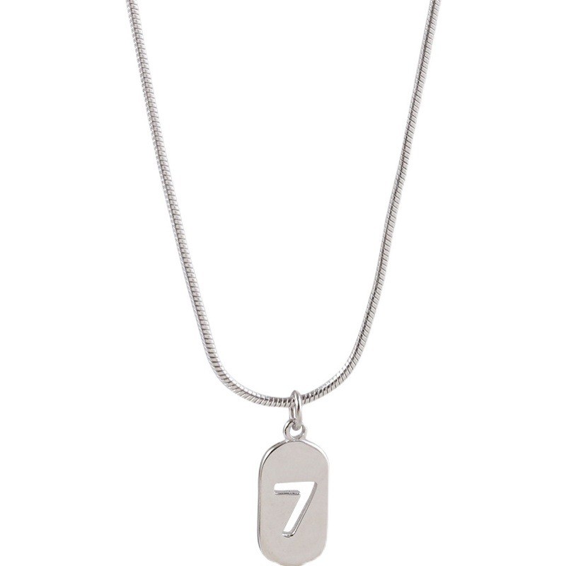 Titanium Steel Number 7 Pendant Necklace – Minimalist Lucky Number Jewelry