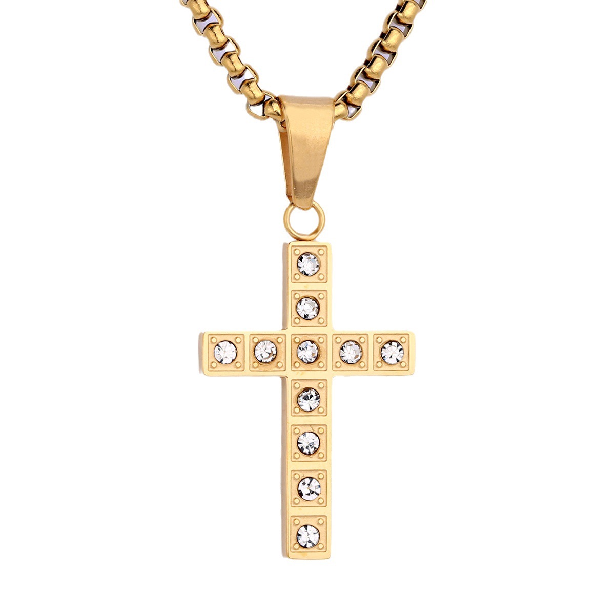 Metal Cross Necklace for Men with Crystals - Modern and Masculine