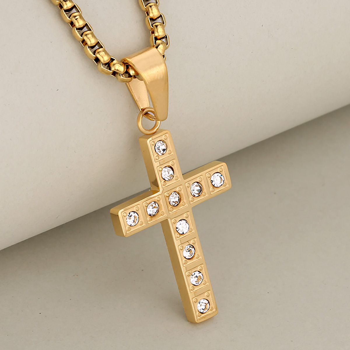 Metal Cross Necklace for Men with Crystals - Modern and Masculine