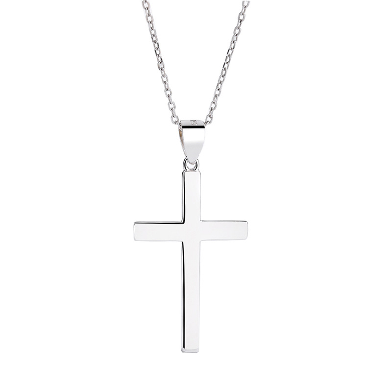 925 Sterling Silver Minimalist Cross Pendant Necklace - Classic Cross Chain Jewelry for Men & Women