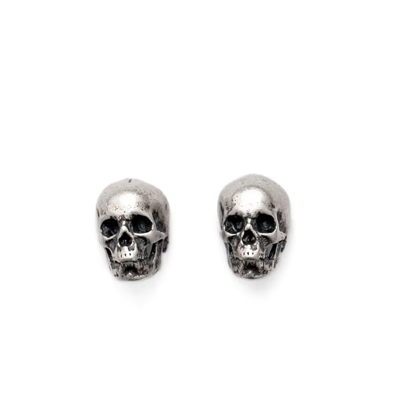 OEM Real 925 Sterling Silver Skull Stud Earrings Small Stud Earring Vintage Punk Jewelry for Men Brinco Masculino
