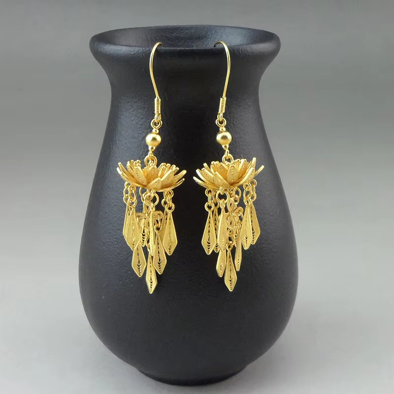 Original Handmade Gold Earrings – Silver Women’s Stud Hypoallergenic Earrings Ethnic Style Shape Gift