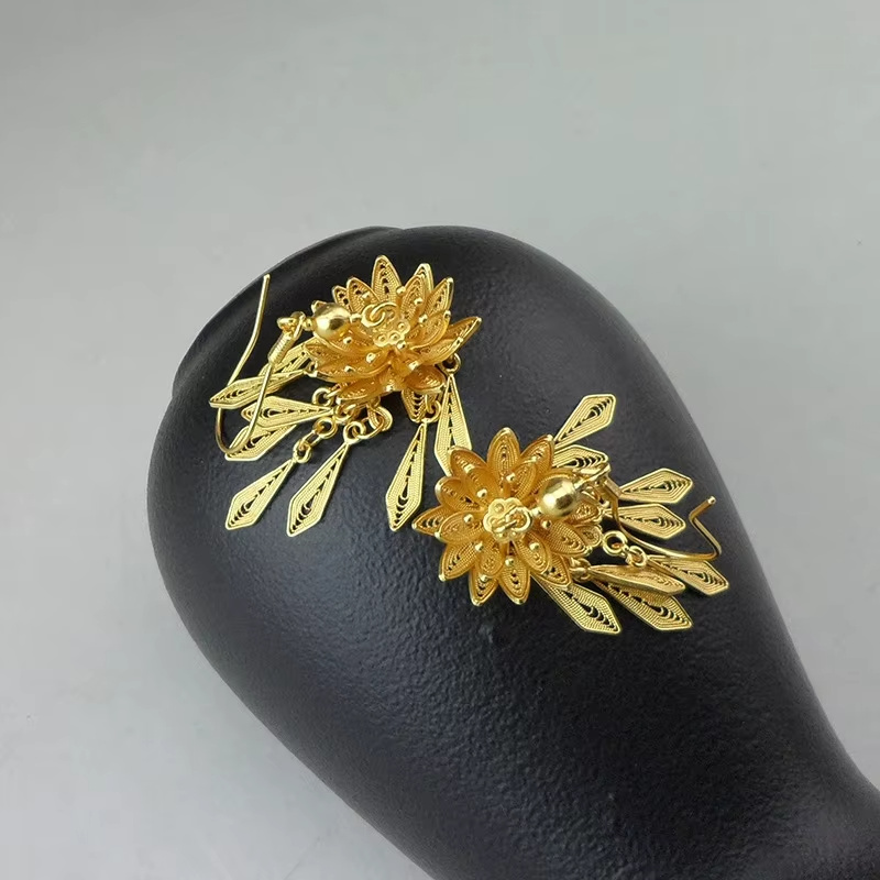 Original Handmade Gold Earrings – Silver Women’s Stud Hypoallergenic Earrings Ethnic Style Shape Gift