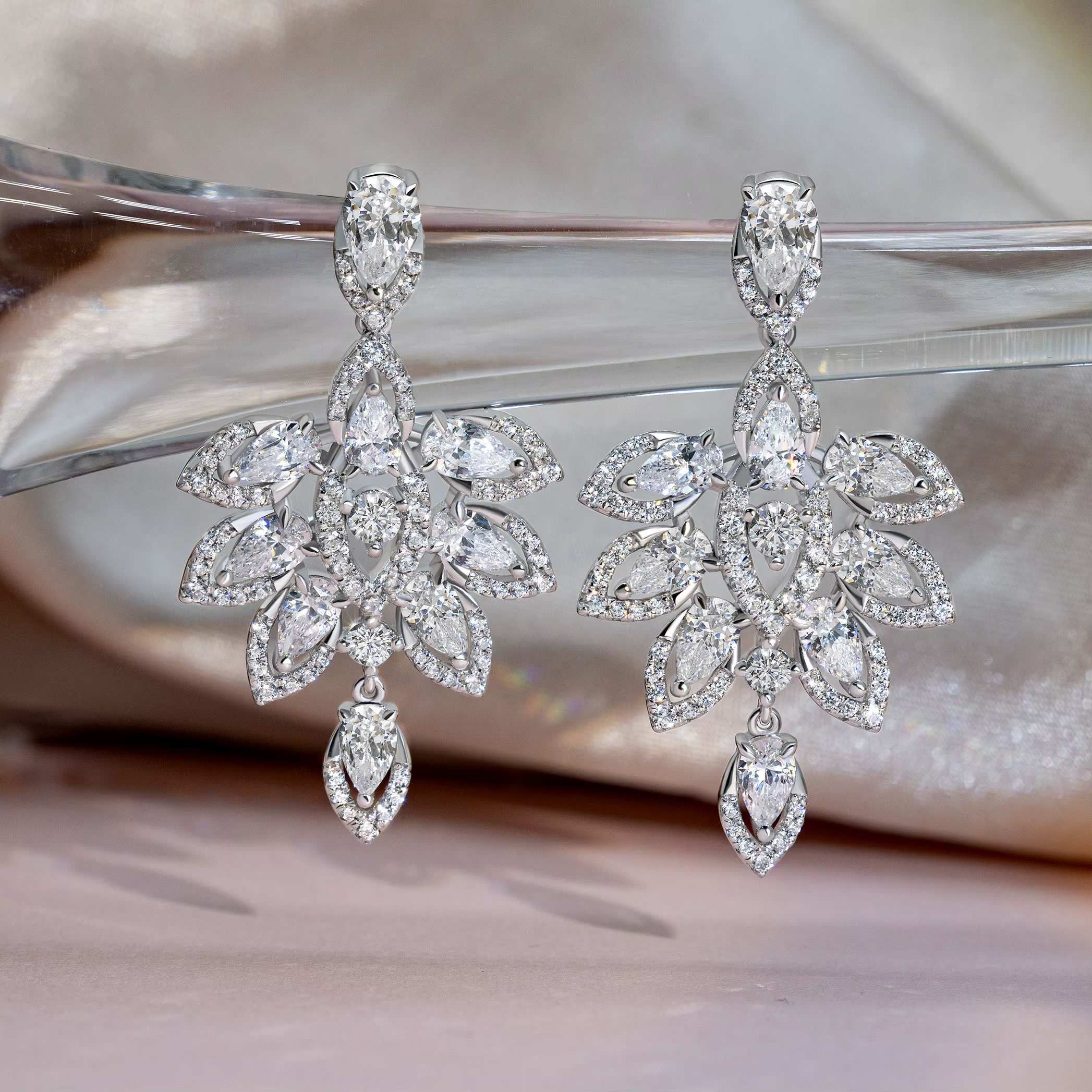 Original Luxury High End Jewelry Wedding 925 Sterling Silver Cubic Zirconia Leaf Drop Earrings Women
