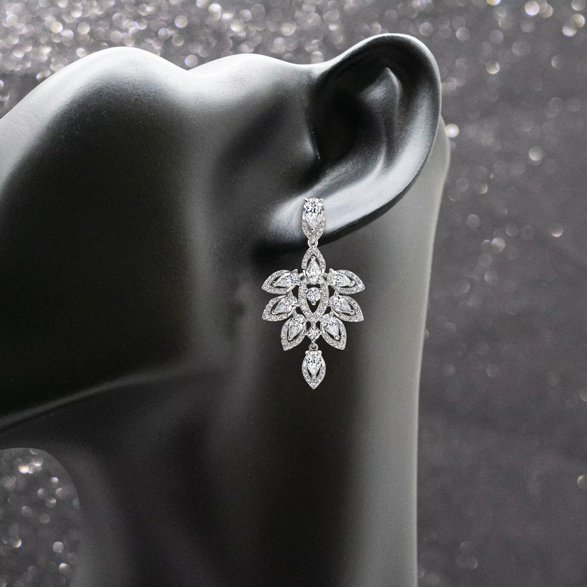 Original Luxury High End Jewelry Wedding 925 Sterling Silver Cubic Zirconia Leaf Drop Earrings Women